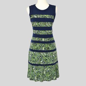 MICHAEL KORS Paisley Dress Navy/Green Size M